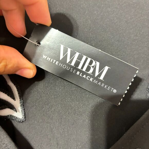 White House Black Market Women's Black Kimono EC Laser Cut Floral Large - Picture 7 of 12